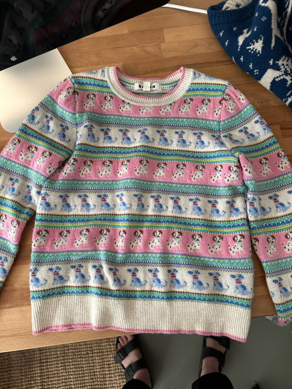 Boden Fair Isle Crewneck Sweater with Dog Motifs